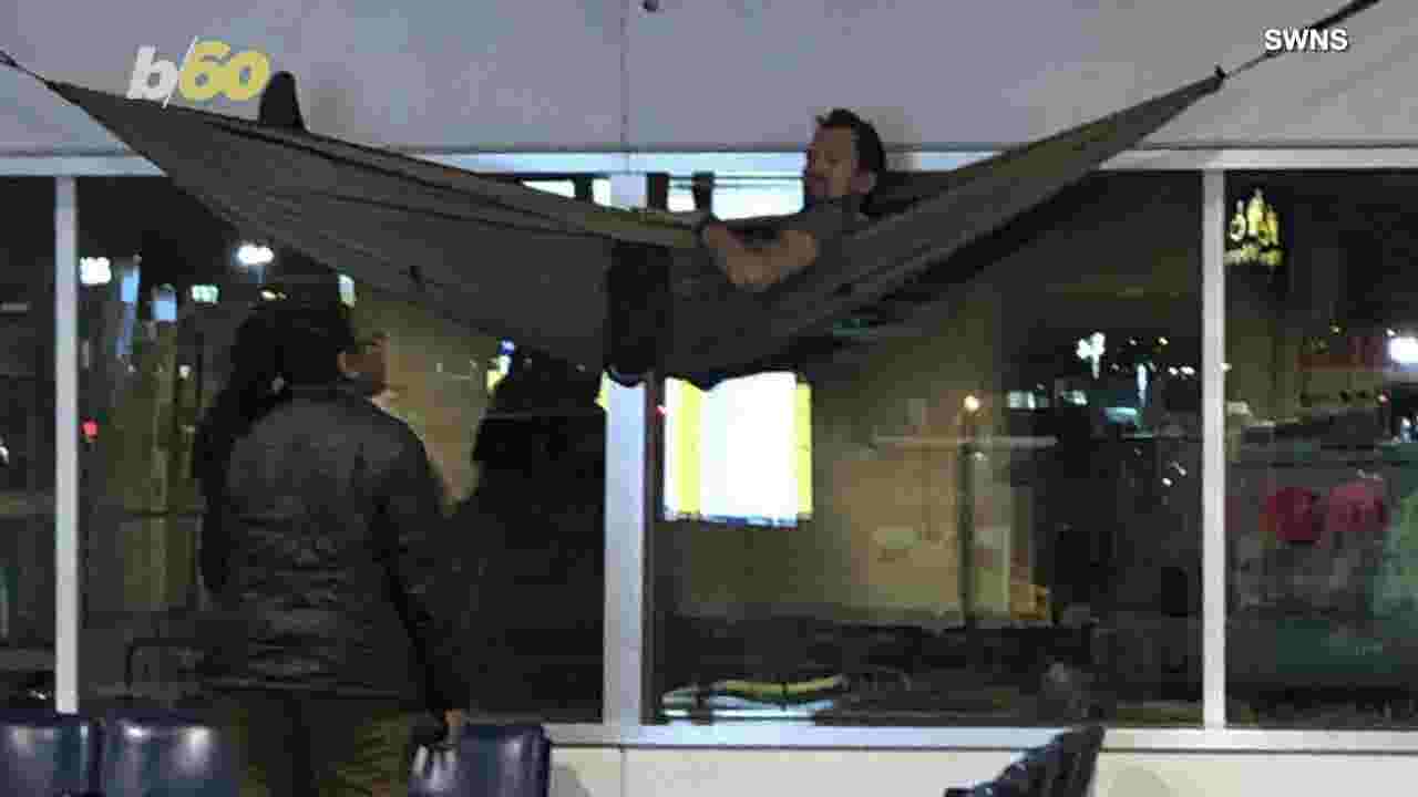 Man Caught Sleeping In Hammock At The Airport 