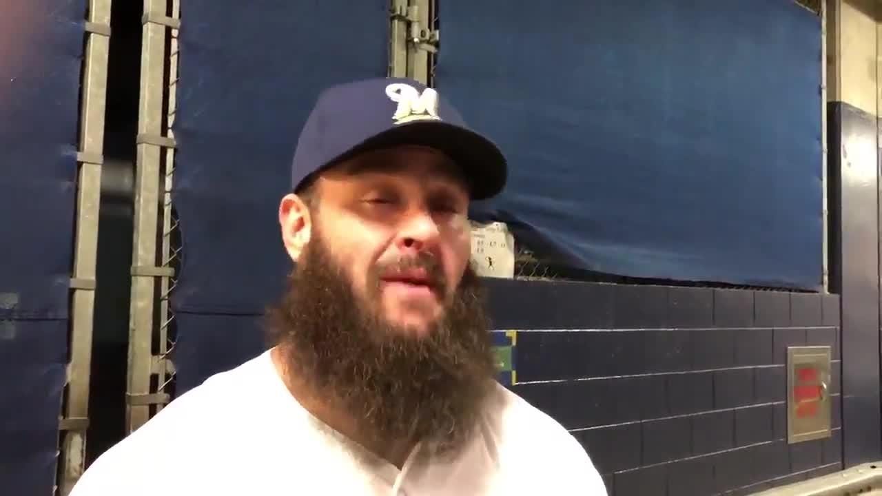 WWE superstar Braun Strowman pays the Brewers a visit on Easter Sunday