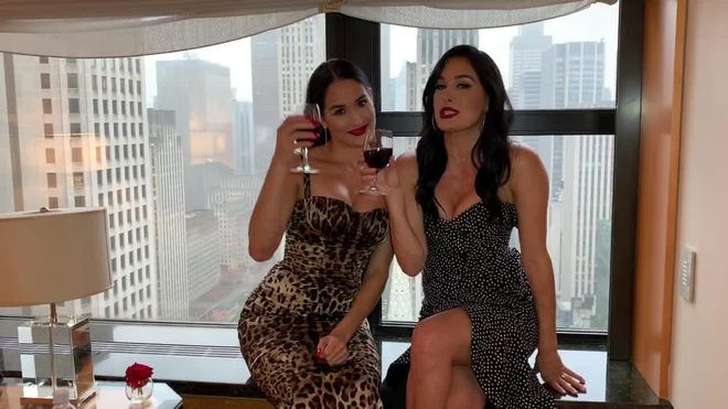 Brie and Nikki Bella seen at Good Day NY promoting the launch of the Belle  Radici