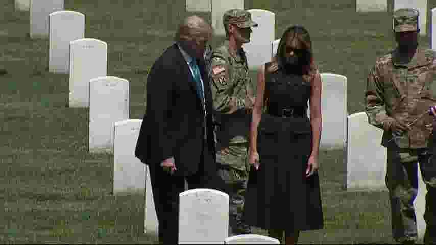 Trump Visits Arlington Cemetery To Pay Tribute 