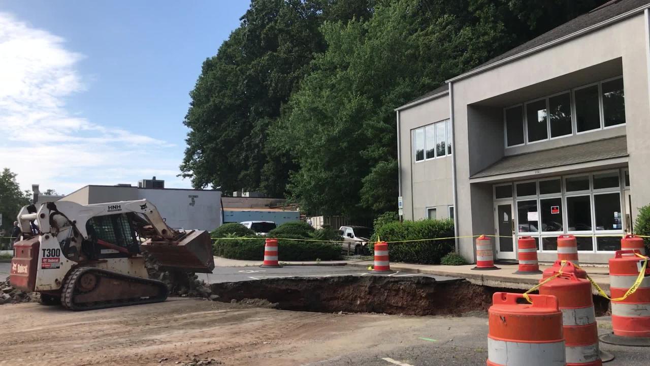Merrimon Avenue sinkhole refilled (again)