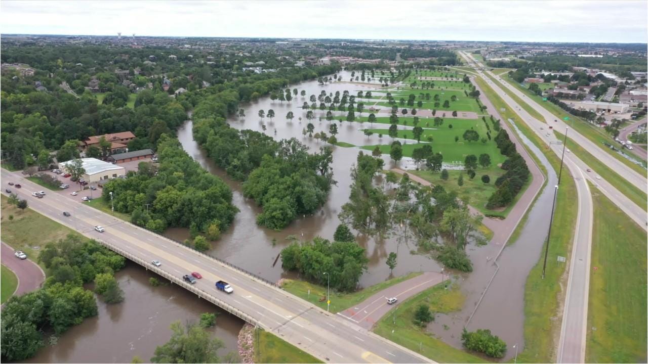 Sioux Falls flooding Aerial footage shows extensive flooding on Big