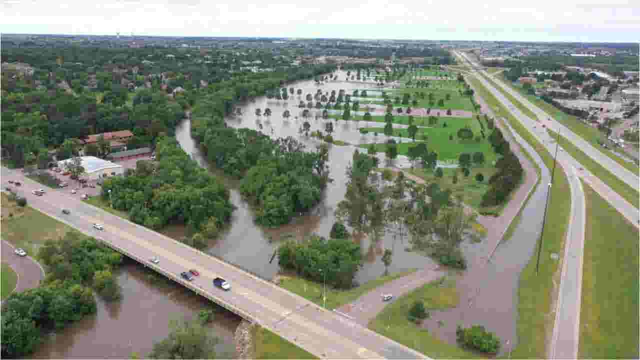 Sioux Falls flooding Aerial footage shows extensive flooding on Big